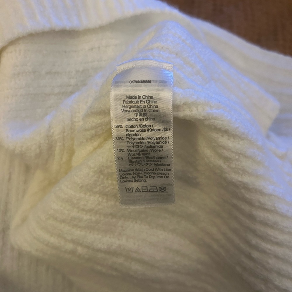 Madewell Ivory Cream Ribbed‎ Knit Sweater | Cozy Soft Minimalist Capsule Staple - Picture 7 of 9